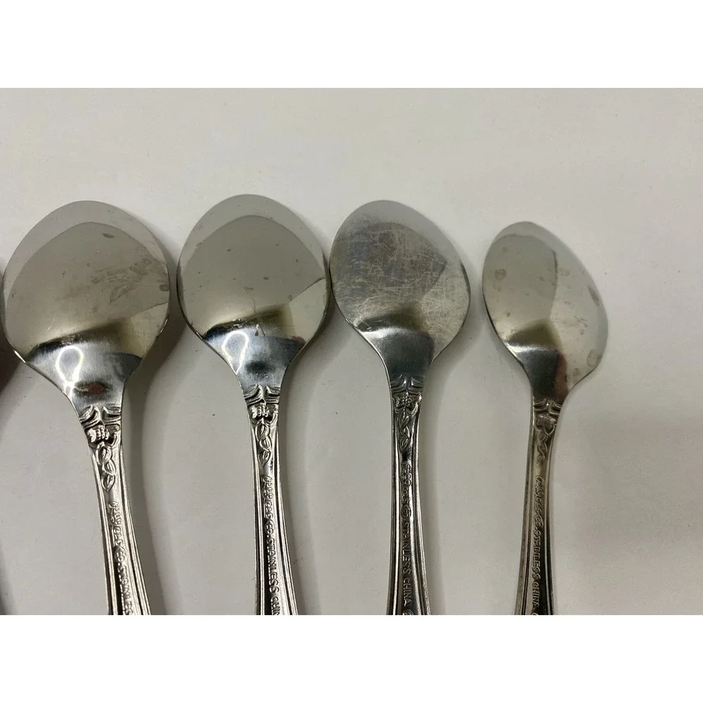 Rogers Co Stainless Steel Flatware China Love Joy Teaspoons Set Of 8